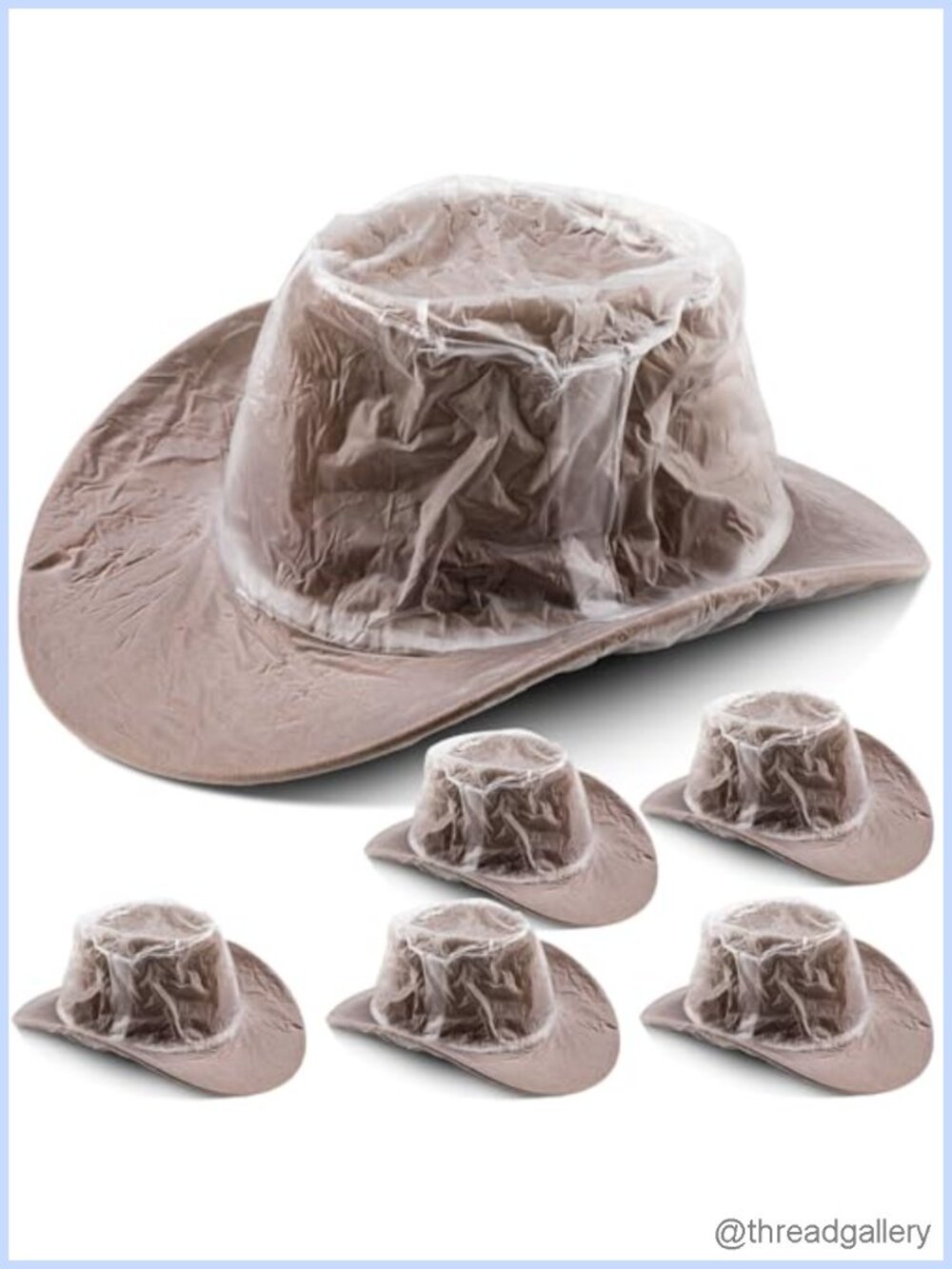 6 Pack XL Waterproof PE Plastic Cowboy Hat Covers Elastic Rain Protector